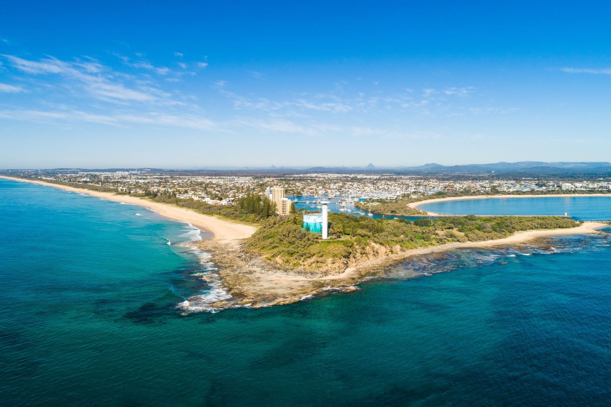Arial view of Point Cartwright Sunshine Coast Queensland